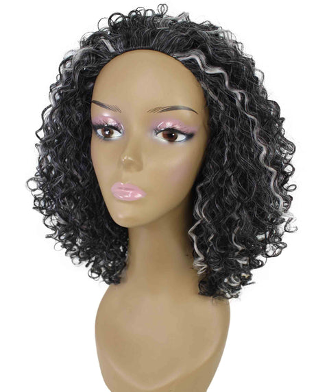 Tatiana Dark Charcoal Gray Curls Half Wig
