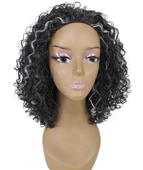 Tatiana Dark Charcoal Gray Curls Half Wig