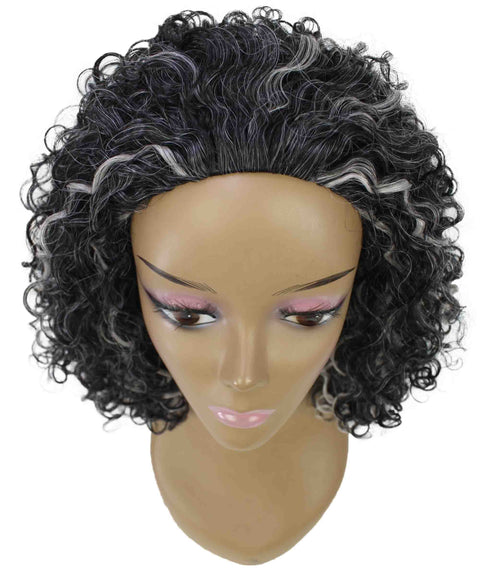 Tatiana Dark Charcoal Gray Curls Half Wig