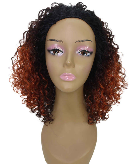 Tatiana Medium Brown to Black Blend Curls Half Wig