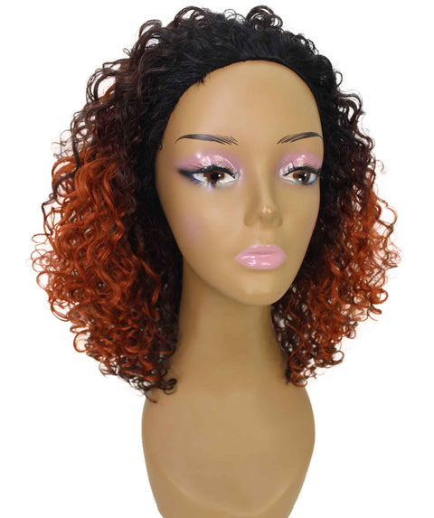 Tatiana Medium Brown to Black Blend Curls Half Wig