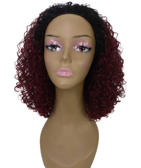 Tatiana Deep Pink to Black Blend Curls Half Wig