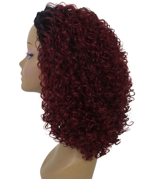 Tatiana Deep Pink to Black Blend Curls Half Wig