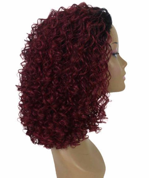 Tatiana Deep Pink to Black Blend Curls Half Wig