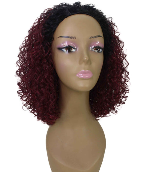 Tatiana Deep Pink to Black Blend Curls Half Wig