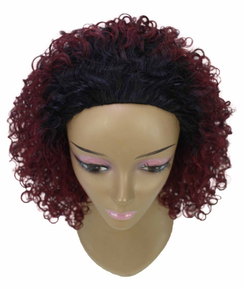 Tatiana Deep Pink to Black Blend Curls Half Wig