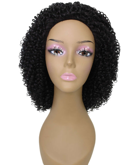 Alexandra Natural Black Curly Layered Half Wig