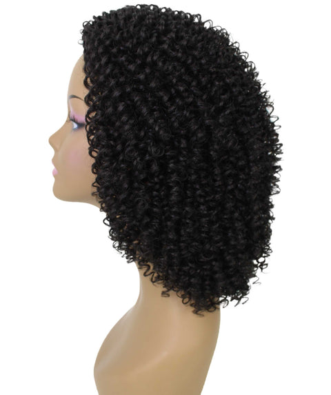 Alexandra Natural Black Curly Layered Half Wig