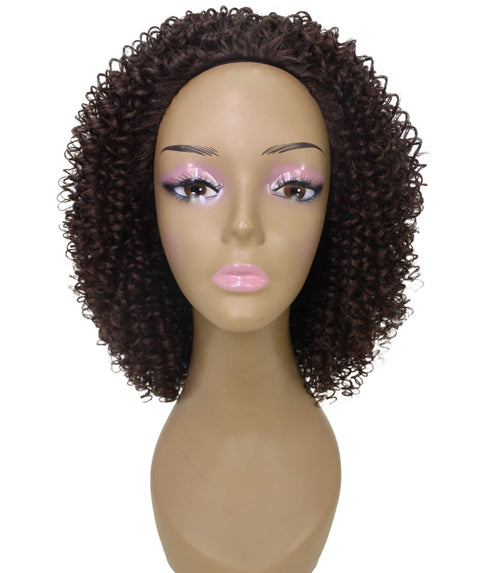 Alexandra Medium Brown Curly Layered Half Wig
