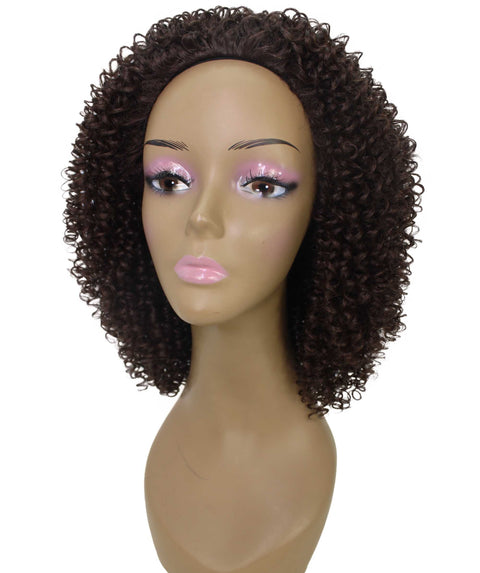 Alexandra Medium Brown Curly Layered Half Wig