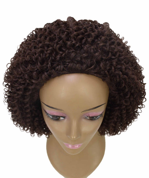 Alexandra Medium Brown Curly Layered Half Wig