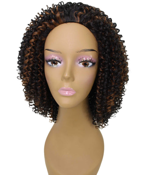 Alexandra Black with Caramel Curly Layered Half Wig
