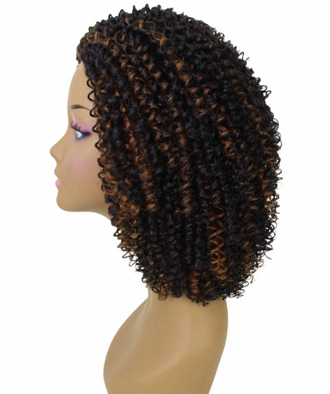Alexandra Black with Caramel Curly Layered Half Wig