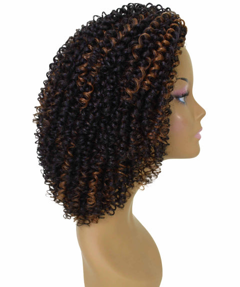 Alexandra Black with Caramel Curly Layered Half Wig