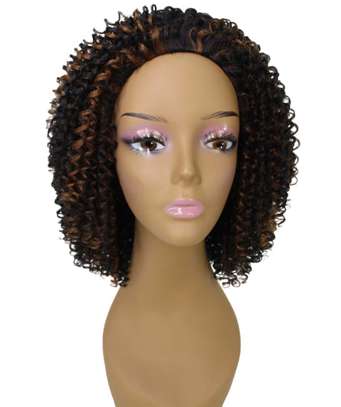 Alexandra Black with Caramel Curly Layered Half Wig