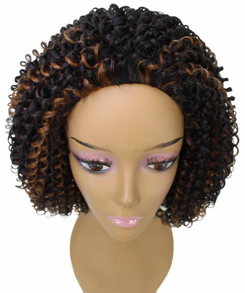 Alexandra Black with Caramel Curly Layered Half Wig