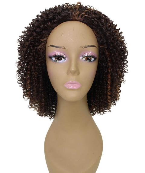 Alexandra Brown with Caramel Curly Layered Half Wig