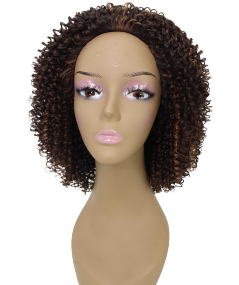 Alexandra Brown with Caramel Curly Layered Half Wig