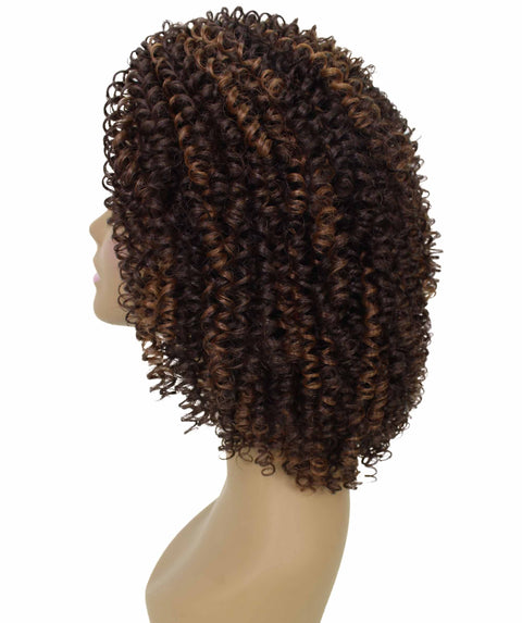 Alexandra Brown with Caramel Curly Layered Half Wig