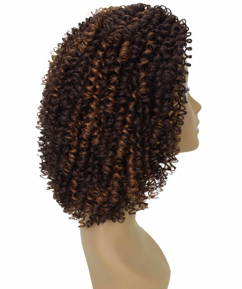 Alexandra Brown with Caramel Curly Layered Half Wig