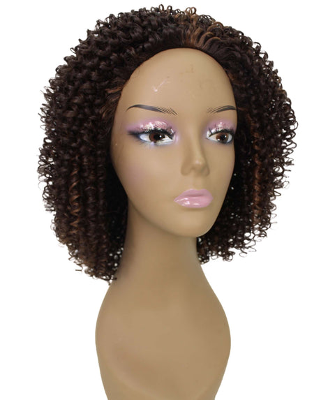 Alexandra Brown with Caramel Curly Layered Half Wig