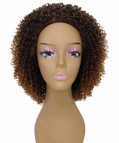 Alexandra Dark Auburn Brown Blend Curly Layered Half Wig