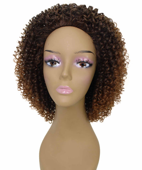 Alexandra Dark Auburn Brown Blend Curly Layered Half Wig