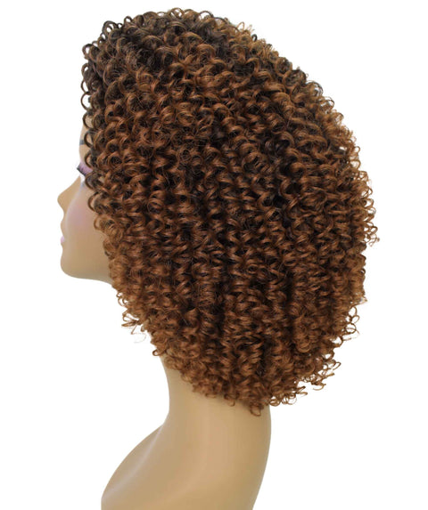Alexandra Dark Auburn Brown Blend Curly Layered Half Wig