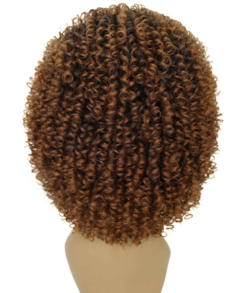 Alexandra Dark Auburn Brown Blend Curly Layered Half Wig