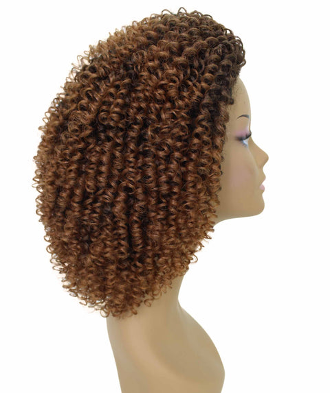 Alexandra Dark Auburn Brown Blend Curly Layered Half Wig
