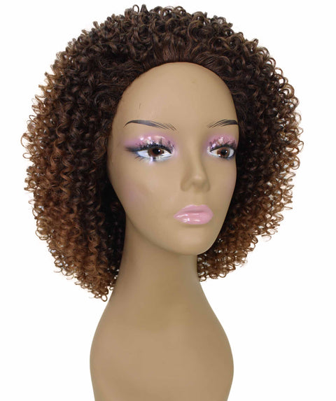 Alexandra Dark Auburn Brown Blend Curly Layered Half Wig