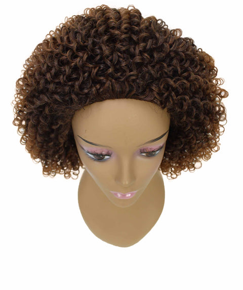 Alexandra Dark Auburn Brown Blend Curly Layered Half Wig