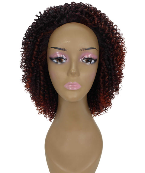 Alexandra Deep Red with Black Blend Curly Layered Half Wig