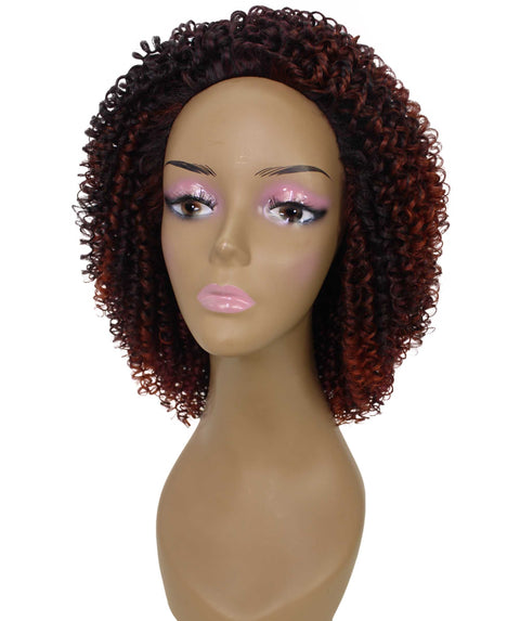 Alexandra Deep Red with Black Blend Curly Layered Half Wig