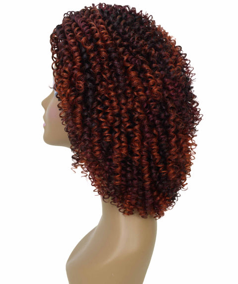 Alexandra Deep Red with Black Blend Curly Layered Half Wig