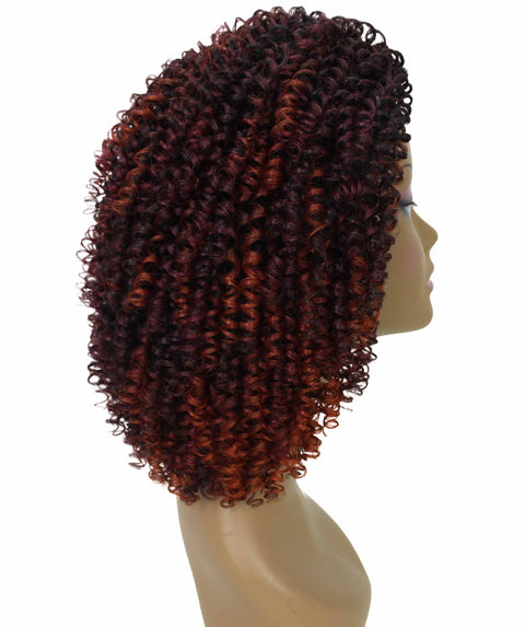 Alexandra Deep Red with Black Blend Curly Layered Half Wig