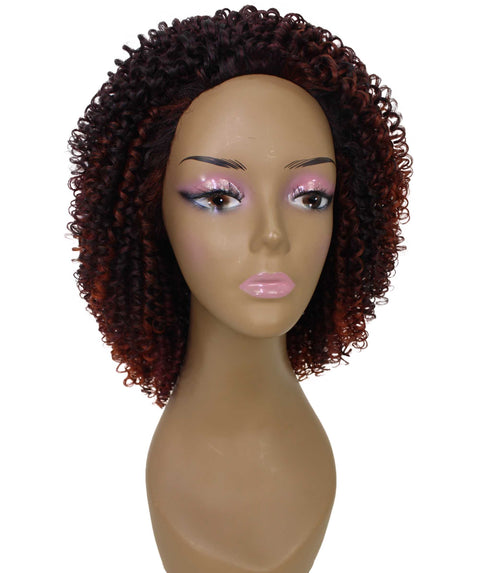 Alexandra Deep Red with Black Blend Curly Layered Half Wig