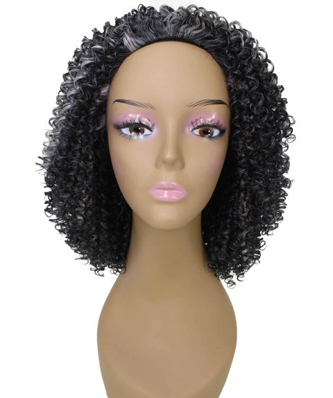 Alexandra Dark Charcoal Gray Curly Layered Half Wig