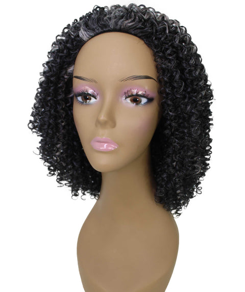 Alexandra Dark Charcoal Gray Curly Layered Half Wig