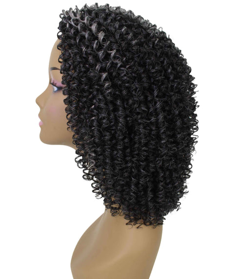 Alexandra Dark Charcoal Gray Curly Layered Half Wig