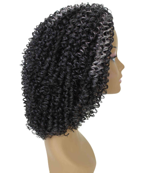 Alexandra Dark Charcoal Gray Curly Layered Half Wig
