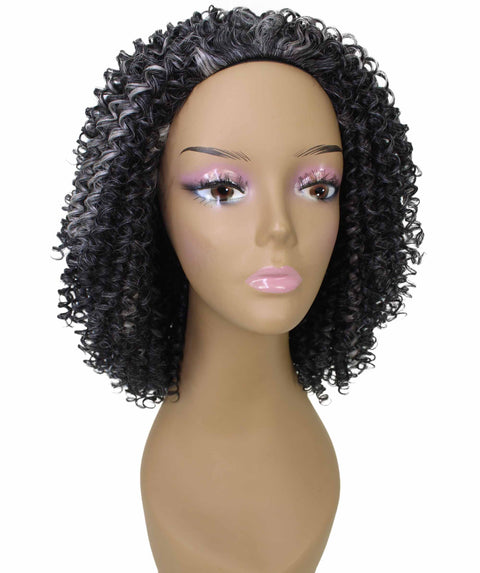 Alexandra Dark Charcoal Gray Curly Layered Half Wig
