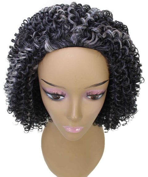 Alexandra Dark Charcoal Gray Curly Layered Half Wig