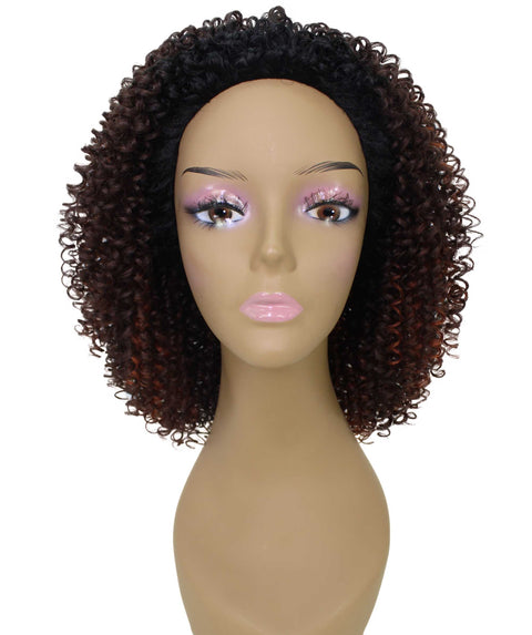 Alexandra Medium Brown to Black Blend Curly Layered Half Wig