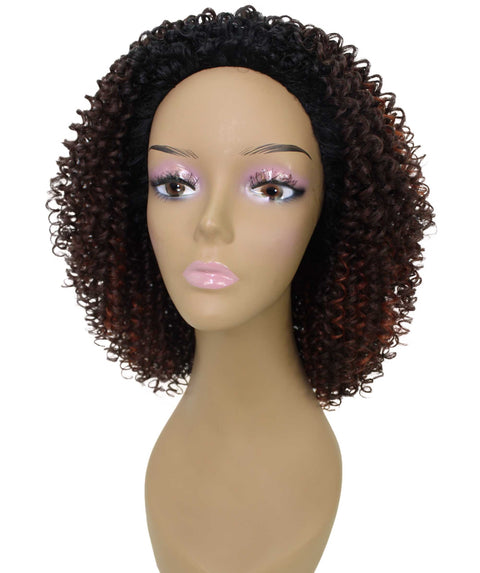 Alexandra Medium Brown to Black Blend Curly Layered Half Wig