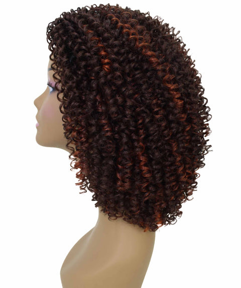 Alexandra Medium Brown to Black Blend Curly Layered Half Wig