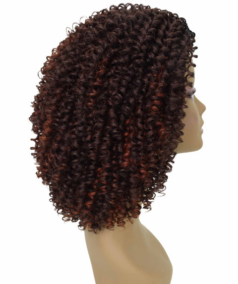 Alexandra Medium Brown to Black Blend Curly Layered Half Wig