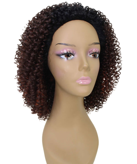 Alexandra Medium Brown to Black Blend Curly Layered Half Wig