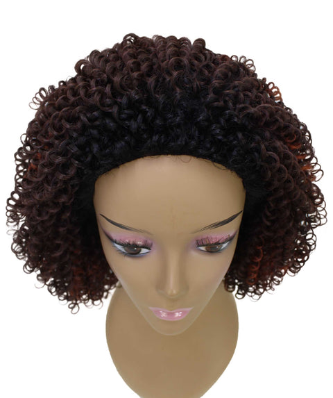 Alexandra Medium Brown to Black Blend Curly Layered Half Wig