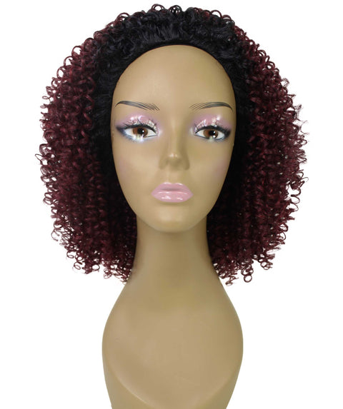 Alexandra Deep Pink to Black Blend Curly Layered Half Wig